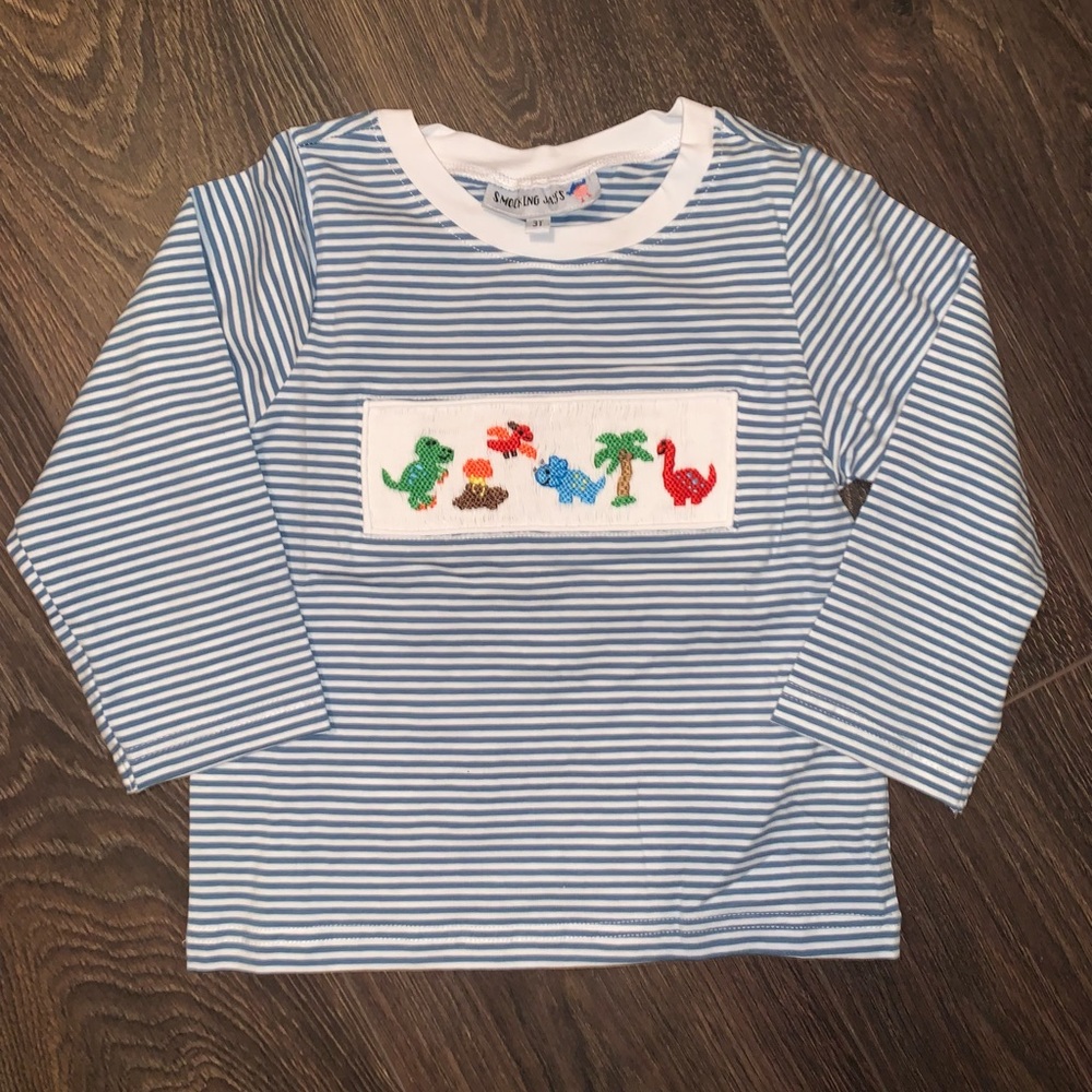 Dinosaur smocked shirt